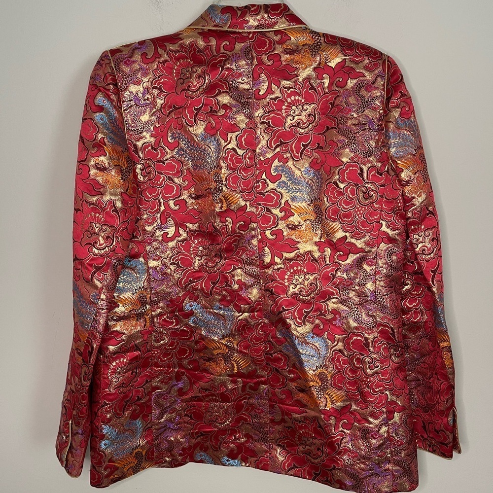 Vintage Charlotte Ford II Metallic Embroidered Silk Blend Blazer Size 12 - Picture 6 of 13